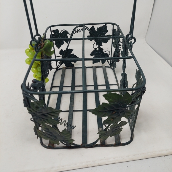 Wrought Iron Wine Basket 6 Bottle Caddy Leaf Grape Ivy Storage Decorative Tuscan - Picture 5 of 12